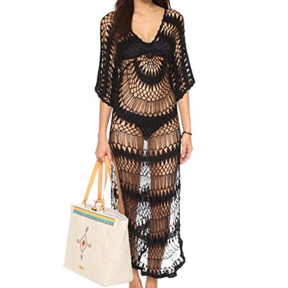 Wildfox Bikini a Day Crochet Coverup Blk NWT Sz 1